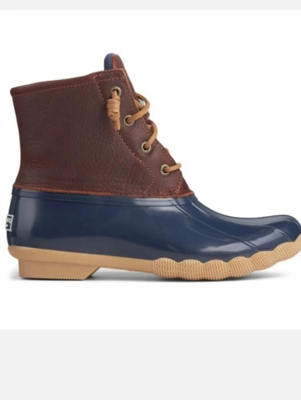 Sperry Saltwater Duck Boots women's waterproof boots brown and navy blue  Size 9